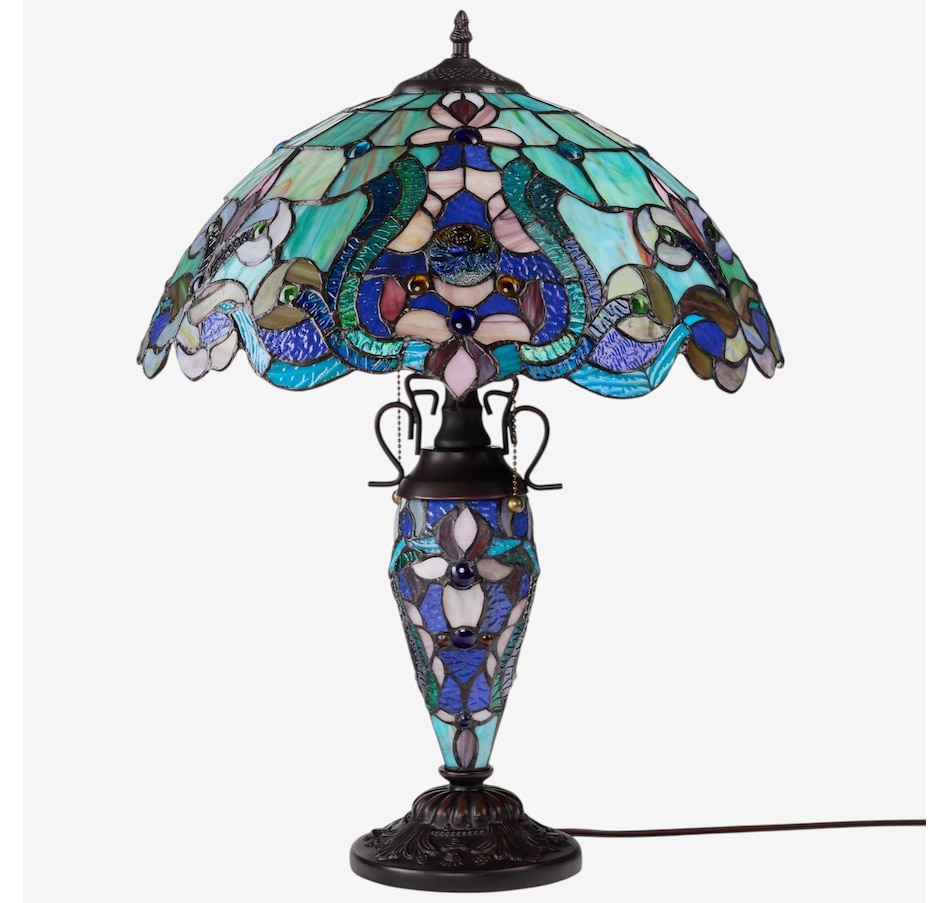 Image 106543_ALTMORE1.jpg, Product 106-543 / Price $449.99, Tiffany-Style Double-Lit Amber Teal Style Stained Glass Table Lamp (24"H) from Tiffany Style Lighting on TSC.ca's Home & Garden department