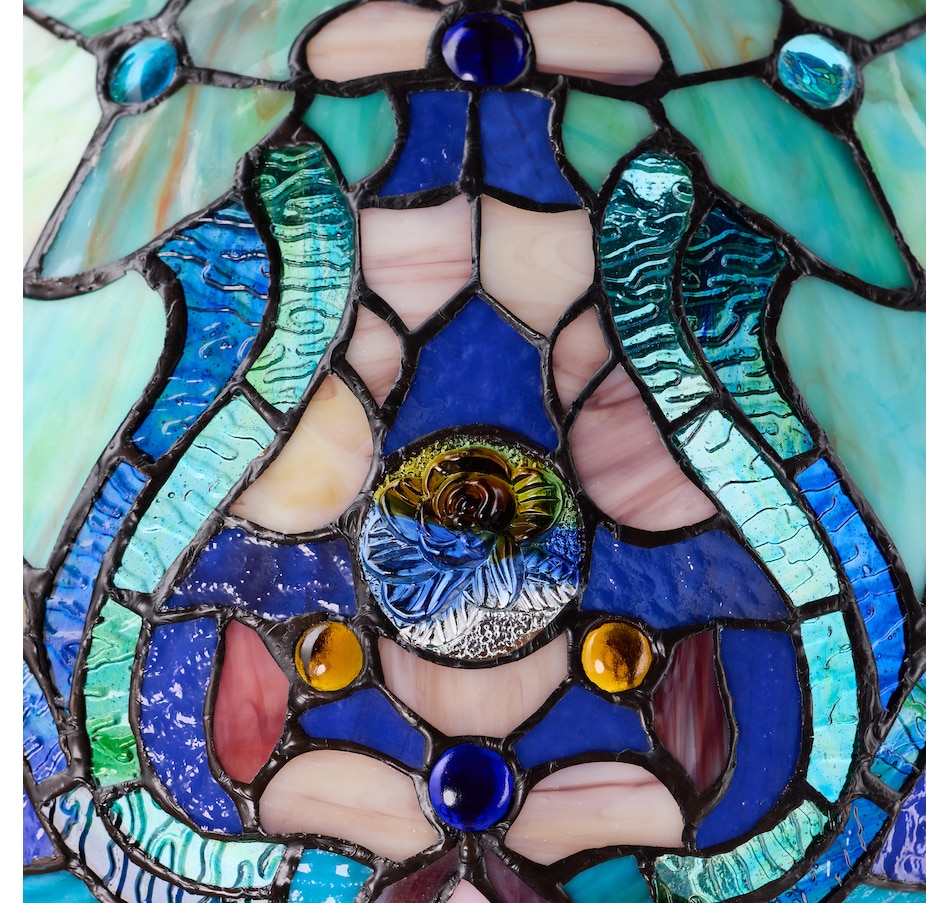 Image 106543_ALTMORE11.jpg, Product 106-543 / Price $449.99, Tiffany-Style Double-Lit Amber Teal Style Stained Glass Table Lamp (24"H) from Tiffany Style Lighting on TSC.ca's Home & Garden department