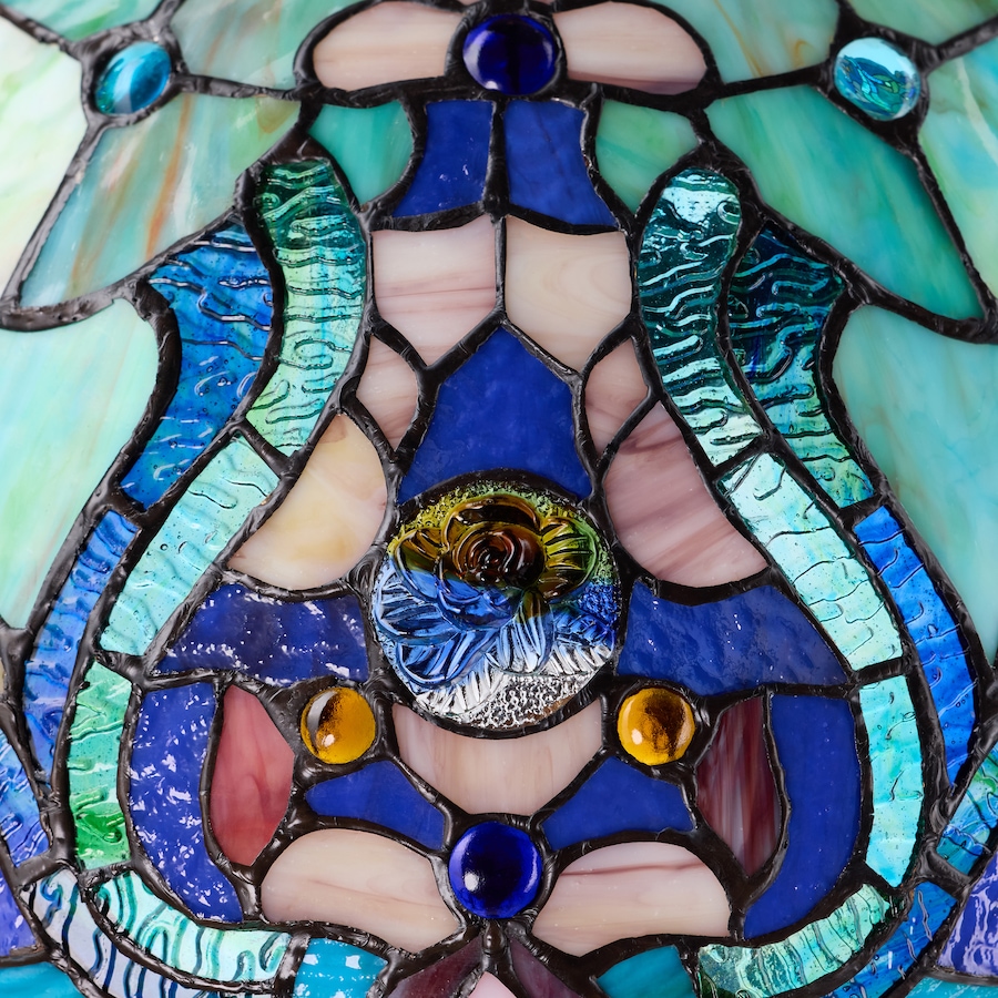 Image 106543_ALTMORE11.jpg, Product 106-543 / Price $449.99, Tiffany-Style Double-Lit Amber Teal Style Stained Glass Table Lamp (24"H) from Tiffany Style Lighting on TSC.ca's Home & Garden department