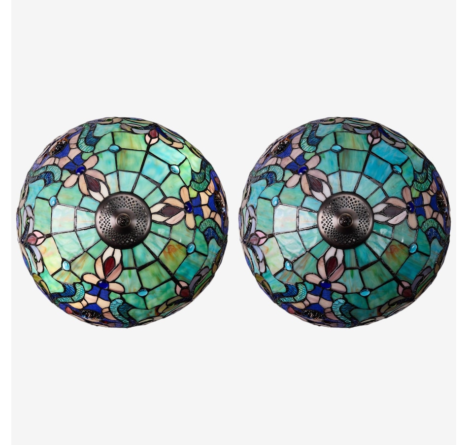 Image 106543_ALTMORE12.jpg, Product 106-543 / Price $449.99, Tiffany-Style Double-Lit Amber Teal Style Stained Glass Table Lamp (24"H) from Tiffany Style Lighting on TSC.ca's Home & Garden department