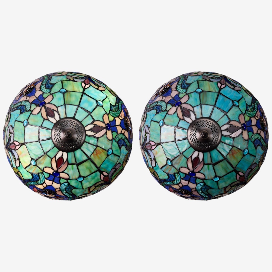 Image 106543_ALTMORE12.jpg, Product 106-543 / Price $449.99, Tiffany-Style Double-Lit Amber Teal Style Stained Glass Table Lamp (24"H) from Tiffany Style Lighting on TSC.ca's Home & Garden department