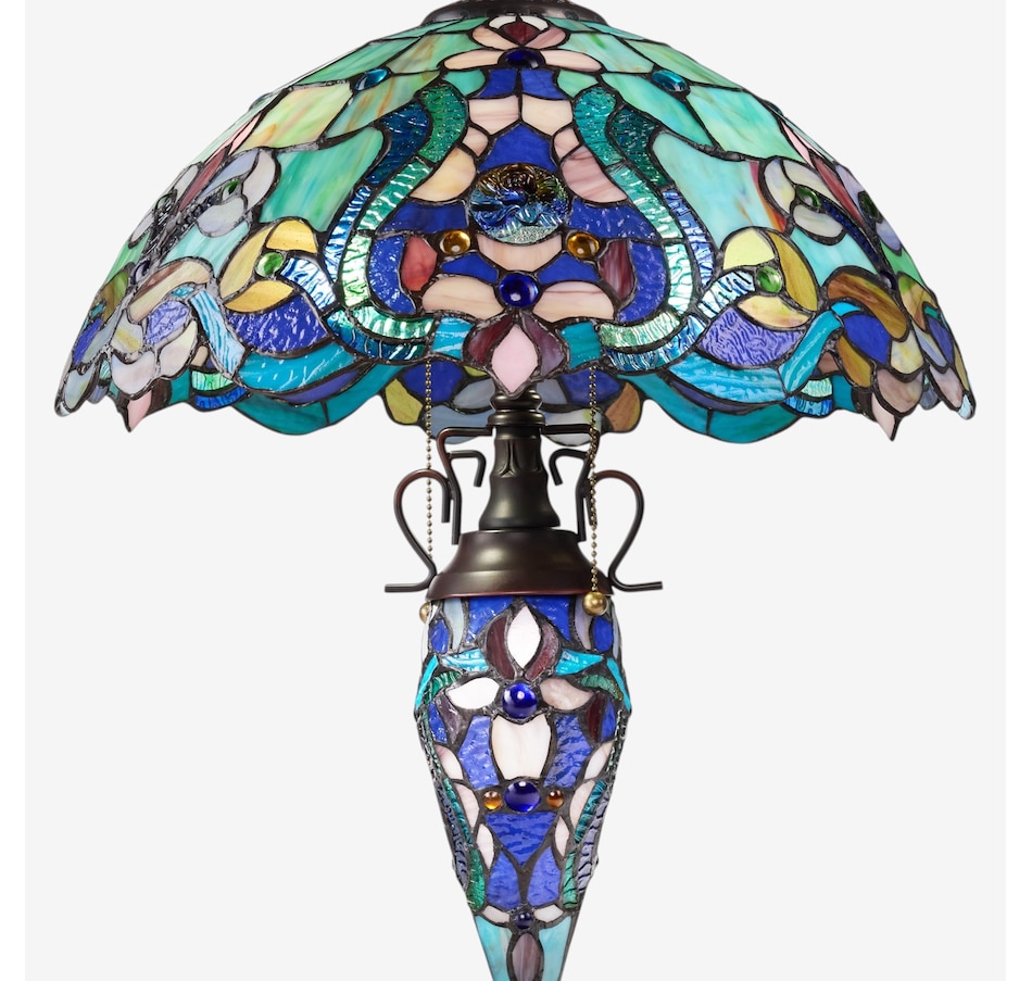 Image 106543_ALTMORE2.jpg, Product 106-543 / Price $449.99, Tiffany-Style Double-Lit Amber Teal Style Stained Glass Table Lamp (24"H) from Tiffany Style Lighting on TSC.ca's Home & Garden department