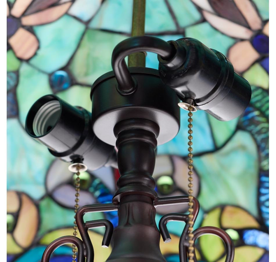 Image 106543_ALTMORE5.jpg, Product 106-543 / Price $449.99, Tiffany-Style Double-Lit Amber Teal Style Stained Glass Table Lamp (24"H) from Tiffany Style Lighting on TSC.ca's Home & Garden department