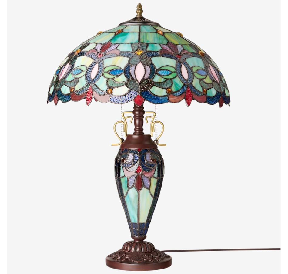 Image 106544_ALTMORE1.jpg, Product 106-544 / Price $459.99, Tiffany-Style Victorian Green Dome Shade Double-Lit Stained-Glass Table Lamp (24.5"H) from Tiffany Style Lighting on TSC.ca's Home & Garden department