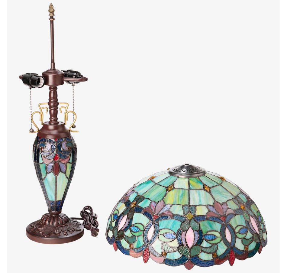 Image 106544_ALTMORE4.jpg, Product 106-544 / Price $459.99, Tiffany-Style Victorian Green Dome Shade Double-Lit Stained-Glass Table Lamp (24.5"H) from Tiffany Style Lighting on TSC.ca's Home & Garden department