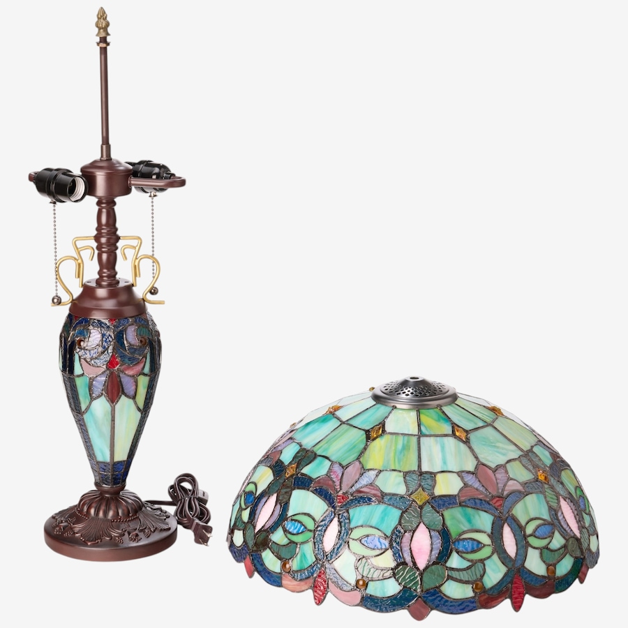 Image 106544_ALTMORE4.jpg, Product 106-544 / Price $459.99, Tiffany-Style Victorian Green Dome Shade Double-Lit Stained-Glass Table Lamp (24.5"H) from Tiffany Style Lighting  on TSC.ca's Home & Garden department