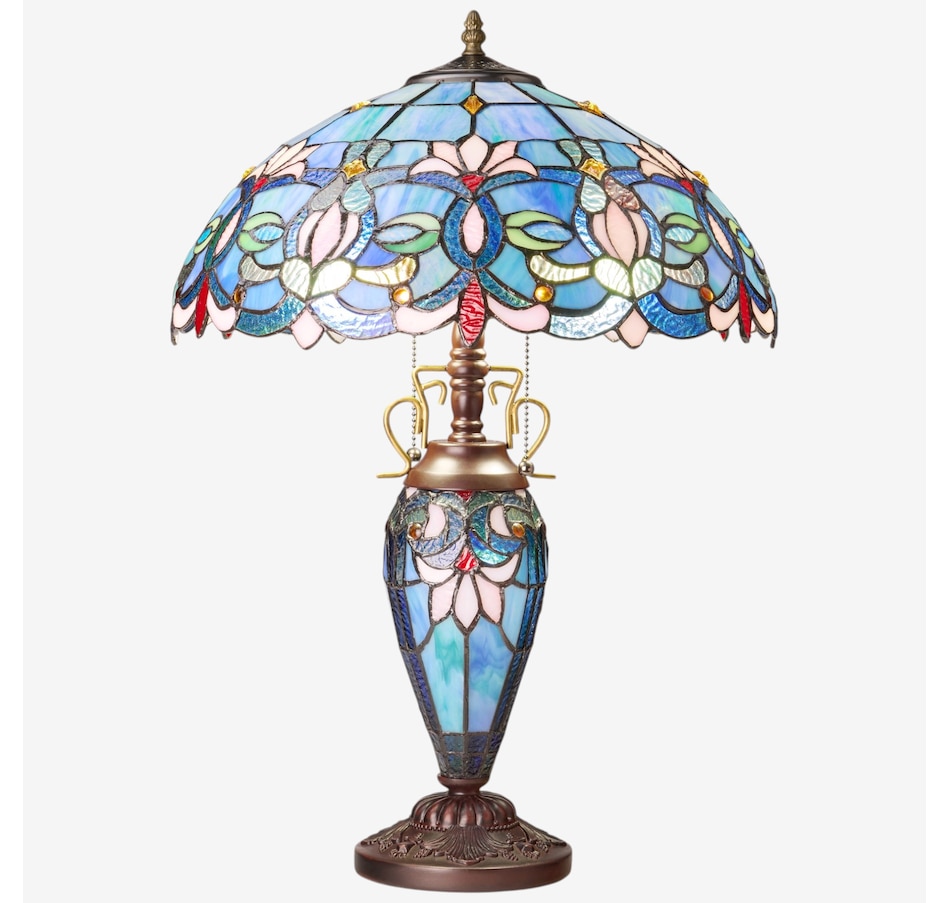 Image 106545.jpg, Product 106-545 / Price $459.99, Tiffany-Style Victorian Ivory Dome Shade Double-Lit Stained-Glass Table Lamp (24.5"H) from Tiffany Style Lighting on TSC.ca's Home & Garden department