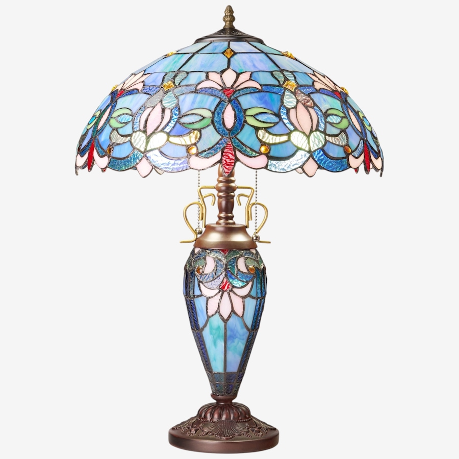 Image 106545.jpg, Product 106-545 / Price $459.99, Tiffany-Style Victorian Ivory Dome Shade Double-Lit Stained-Glass Table Lamp (24.5"H) from Tiffany Style Lighting on TSC.ca's Home & Garden department
