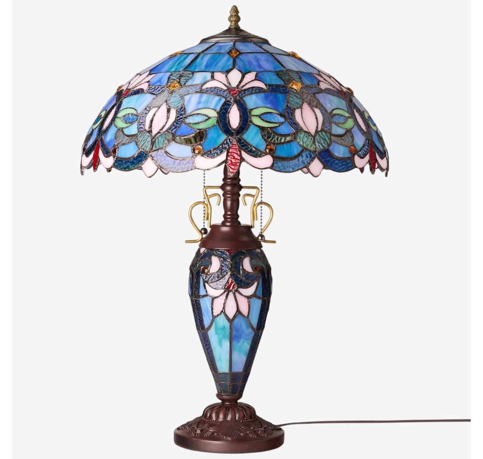 Image 106545_ALTMORE1.jpg, Product 106-545 / Price $459.99, Tiffany-Style Victorian Ivory Dome Shade Double-Lit Stained-Glass Table Lamp (24.5"H) from Tiffany Style Lighting on TSC.ca's Home & Garden department