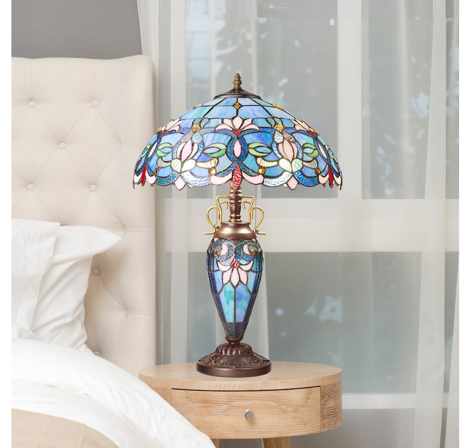 Image 106545_ALTMORE10.jpg, Product 106-545 / Price $459.99, Tiffany-Style Victorian Ivory Dome Shade Double-Lit Stained-Glass Table Lamp (24.5"H) from Tiffany Style Lighting on TSC.ca's Home & Garden department