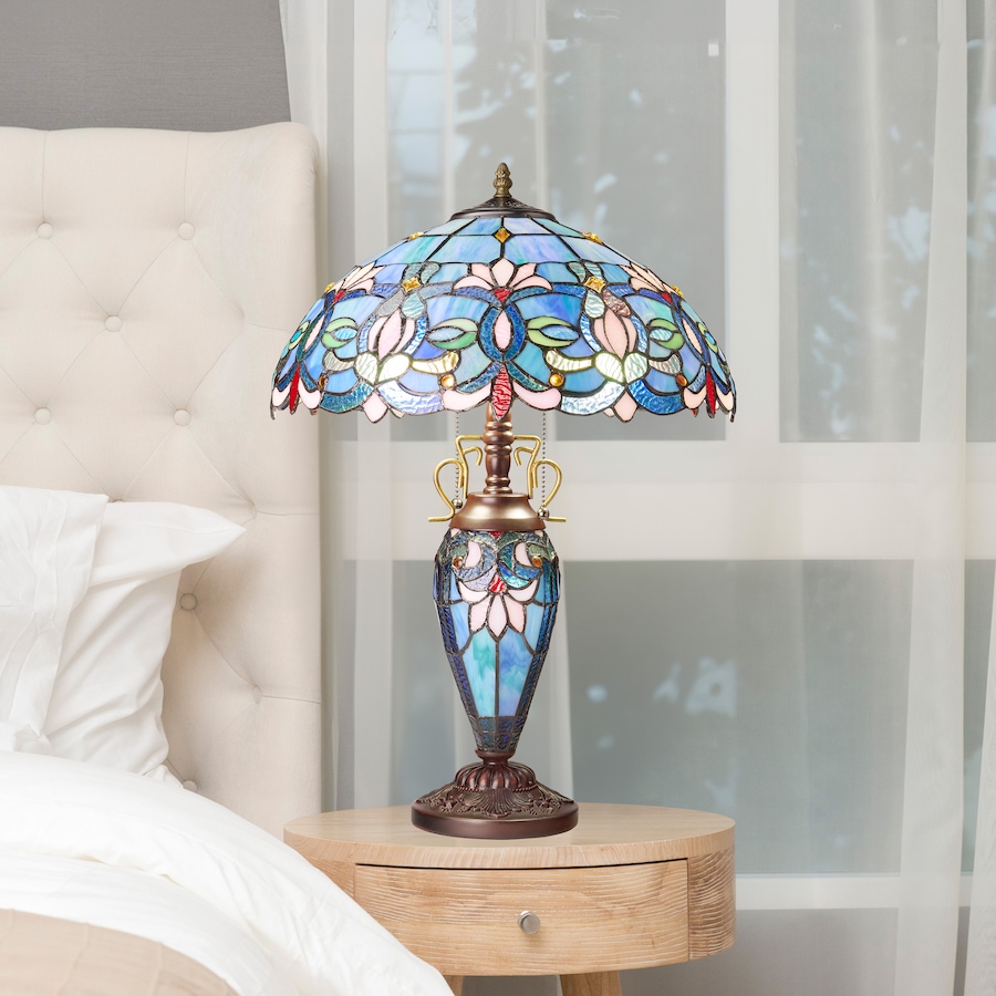 Image 106545_ALTMORE10.jpg, Product 106-545 / Price $459.99, Tiffany-Style Victorian Ivory Dome Shade Double-Lit Stained-Glass Table Lamp (24.5"H) from Tiffany Style Lighting on TSC.ca's Home & Garden department