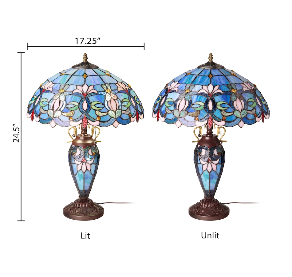 Image 106545_ALTMORE13.jpg, Product 106-545 / Price $459.99, Tiffany-Style Victorian Ivory Dome Shade Double-Lit Stained-Glass Table Lamp (24.5"H) from Tiffany Style Lighting on TSC.ca's Home & Garden department