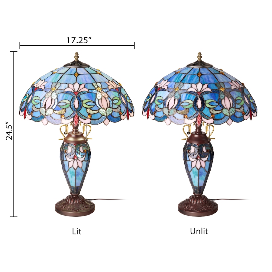 Image 106545_ALTMORE13.jpg, Product 106-545 / Price $459.99, Tiffany-Style Victorian Ivory Dome Shade Double-Lit Stained-Glass Table Lamp (24.5"H) from Tiffany Style Lighting on TSC.ca's Home & Garden department