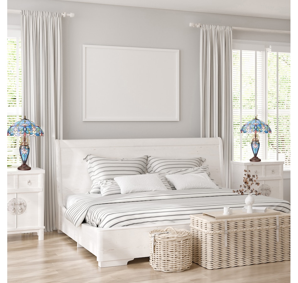 Image 106545_ALTMORE6.jpg, Product 106-545 / Price $459.99, Tiffany-Style Victorian Ivory Dome Shade Double-Lit Stained-Glass Table Lamp (24.5"H) from Tiffany Style Lighting on TSC.ca's Home & Garden department