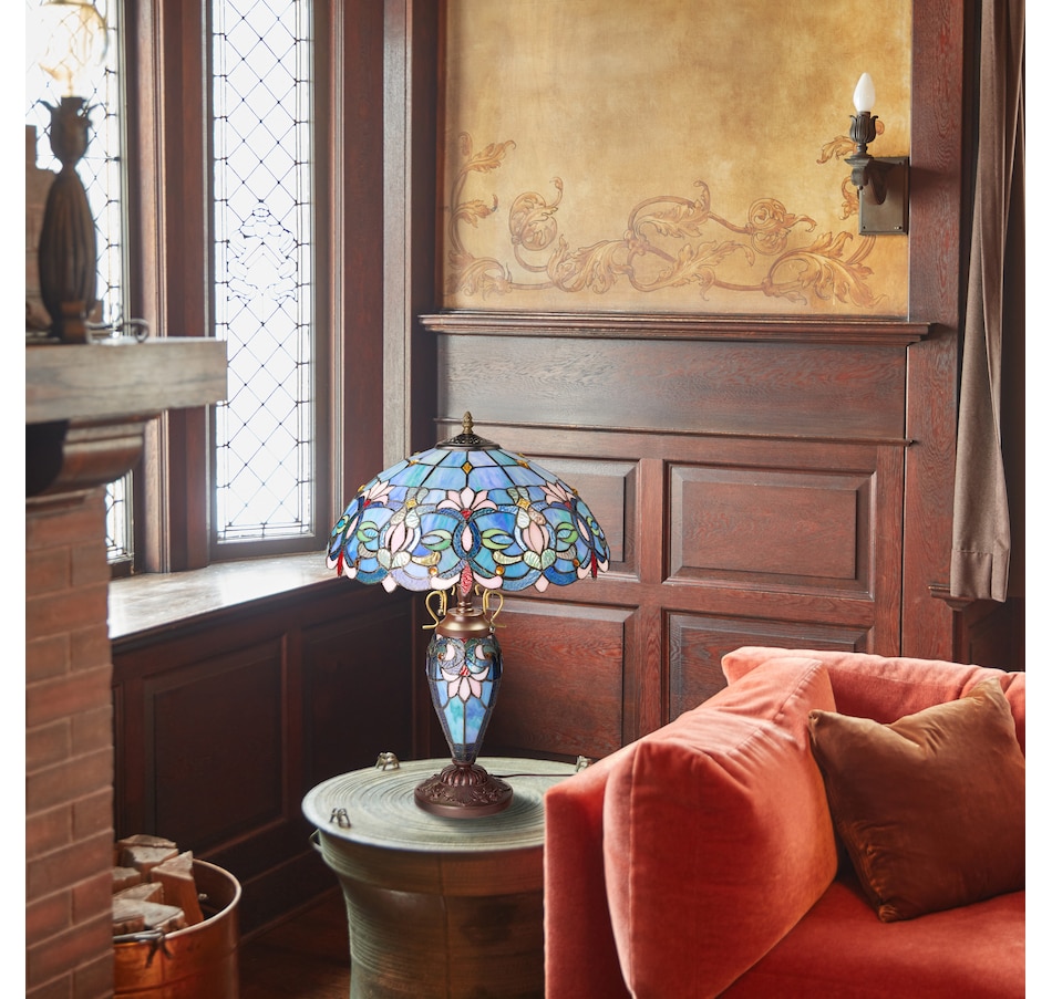 Image 106545_ALTMORE9.jpg, Product 106-545 / Price $459.99, Tiffany-Style Victorian Ivory Dome Shade Double-Lit Stained-Glass Table Lamp (24.5"H) from Tiffany Style Lighting on TSC.ca's Home & Garden department