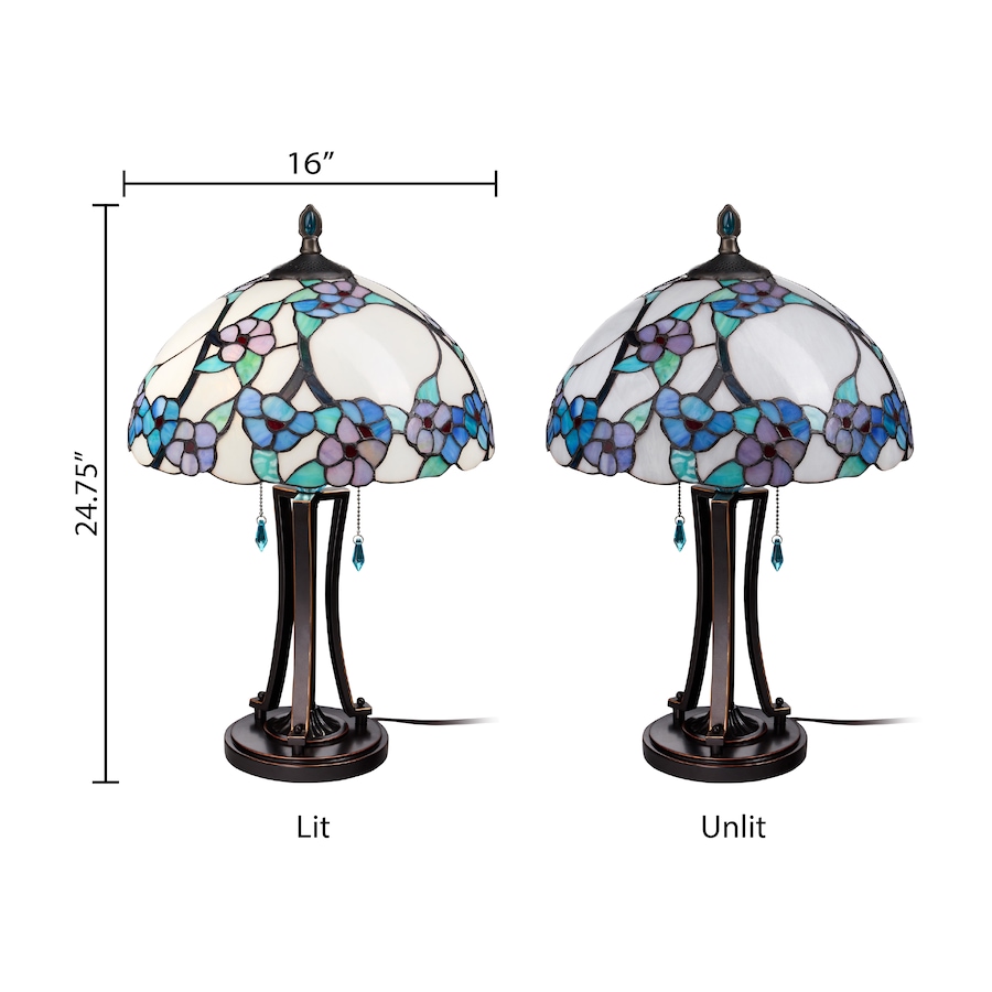 Image 106547_ALTMORE14.jpg, Product 106-547 / Price $499.99, Tiffany-Style Teal Bowl Shade Stained-Glass Table Lamp (24.75"H) from Tiffany Style Lighting on TSC.ca's Home & Garden department