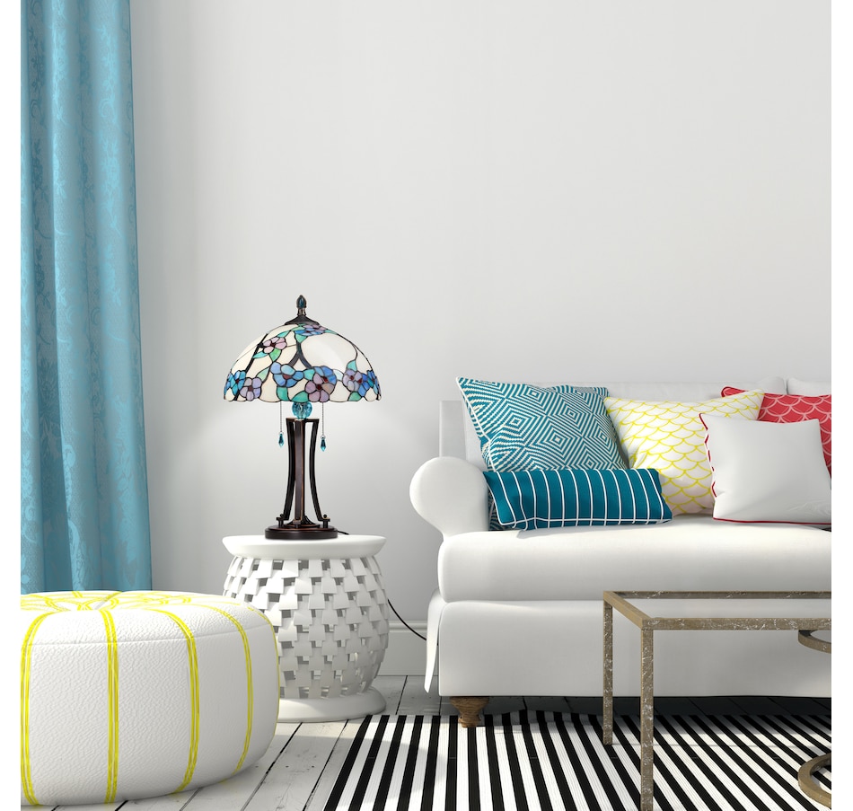 Image 106547_ALTMORE6.jpg, Product 106-547 / Price $499.99, Tiffany-Style Teal Bowl Shade Stained-Glass Table Lamp (24.75"H) from Tiffany Style Lighting on TSC.ca's Home & Garden department
