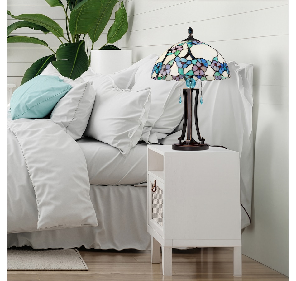 Image 106547_ALTMORE7.jpg, Product 106-547 / Price $499.99, Tiffany-Style Teal Bowl Shade Stained-Glass Table Lamp (24.75"H) from Tiffany Style Lighting on TSC.ca's Home & Garden department