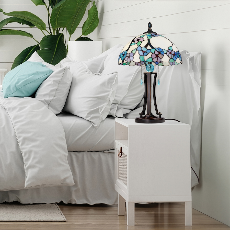 Image 106547_ALTMORE7.jpg, Product 106-547 / Price $499.99, Tiffany-Style Teal Bowl Shade Stained-Glass Table Lamp (24.75"H) from Tiffany Style Lighting on TSC.ca's Home & Garden department