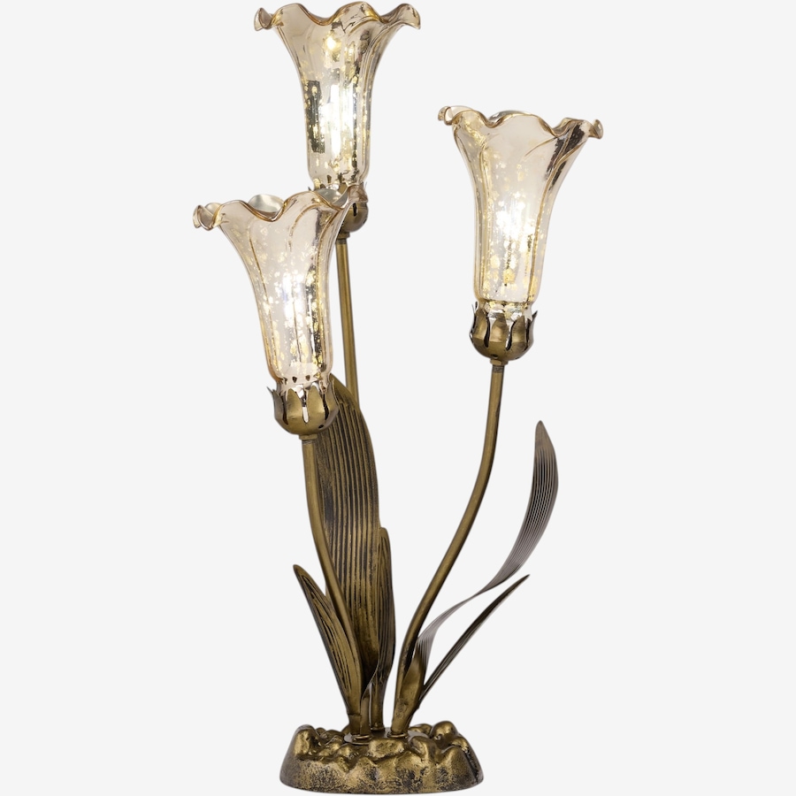 Image 106548.jpg, Product 106-548 / Price $259.99, Tiffany-Style Hand-Blown Glass 3-Lily Uplight Table Lamp (21.75"H) from Tiffany Style Lighting on TSC.ca's Home & Garden department