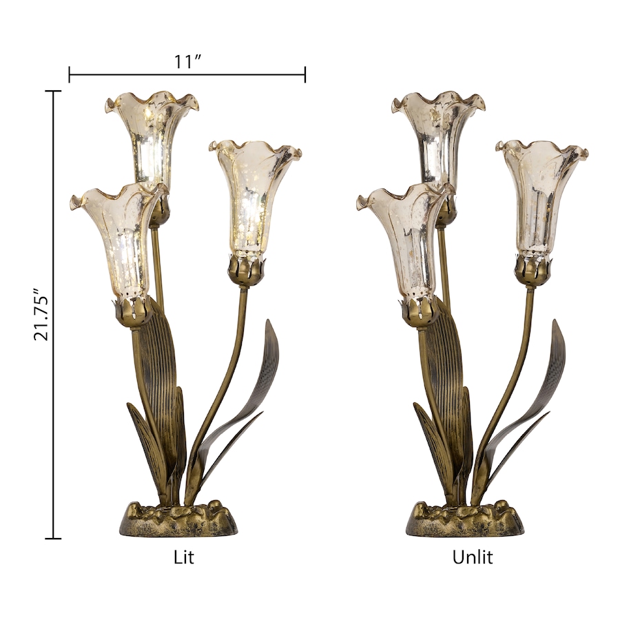 Image 106548_ALTMORE12.jpg, Product 106-548 / Price $259.99, Tiffany-Style Hand-Blown Glass 3-Lily Uplight Table Lamp (21.75"H) from Tiffany Style Lighting on TSC.ca's Home & Garden department