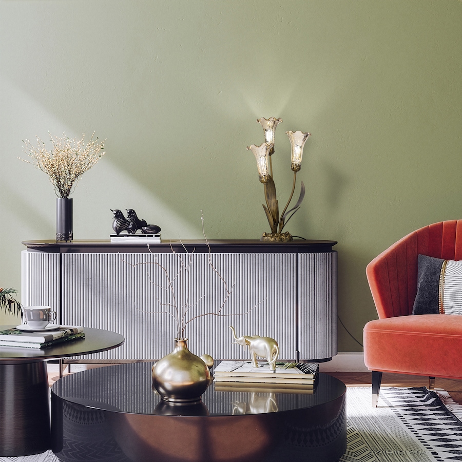 Image 106548_ALTMORE9.jpg, Product 106-548 / Price $259.99, Tiffany-Style Hand-Blown Glass 3-Lily Uplight Table Lamp (21.75"H) from Tiffany Style Lighting on TSC.ca's Home & Garden department