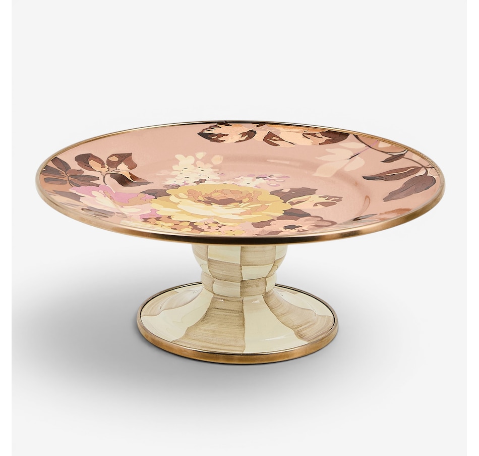 Image 106551.jpg, Product 106-551 / Price $150.00, Mackenzie-Childs Wild Rose Mauve Small Pedestal Platter from MacKenzie Childs on TSC.ca's Kitchen department