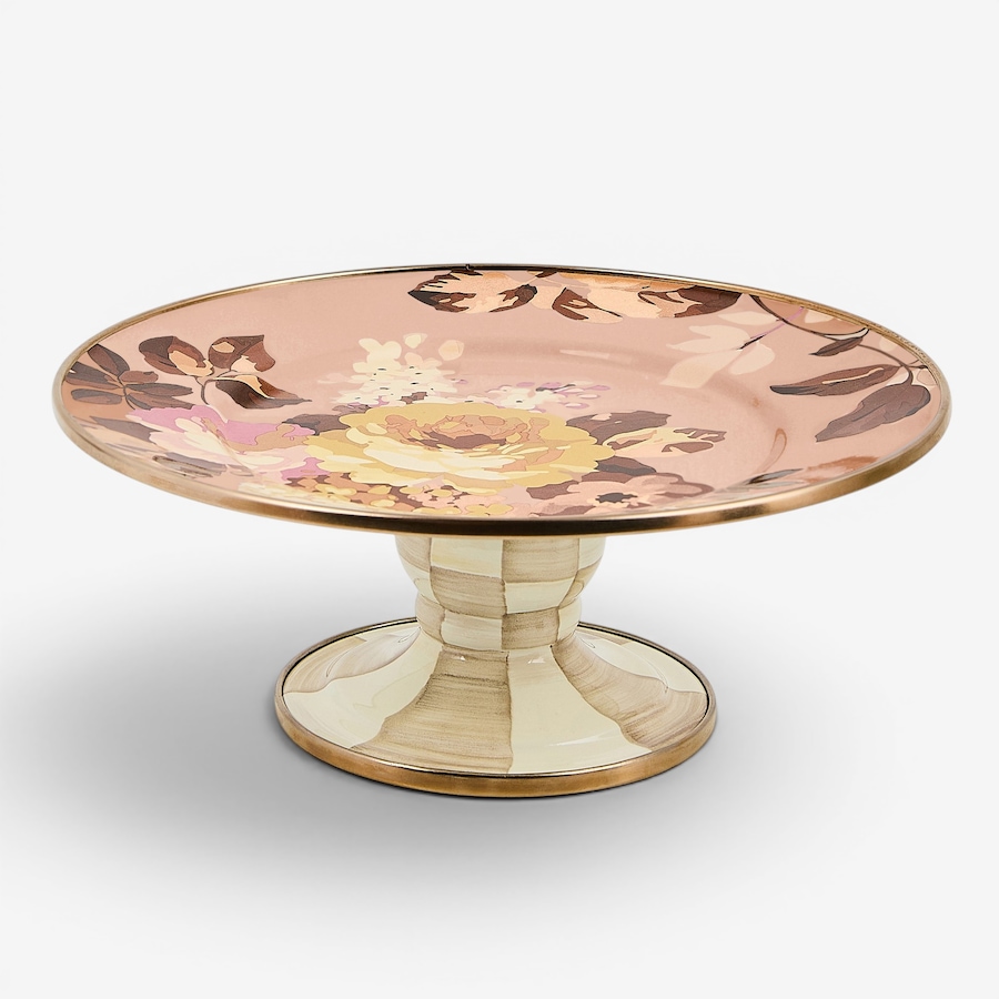 Image 106551.jpg, Product 106-551 / Price $170.00, Mackenzie-Childs Wild Rose Mauve Small Pedestal Platter from MacKenzie Childs on TSC.ca's Kitchen department