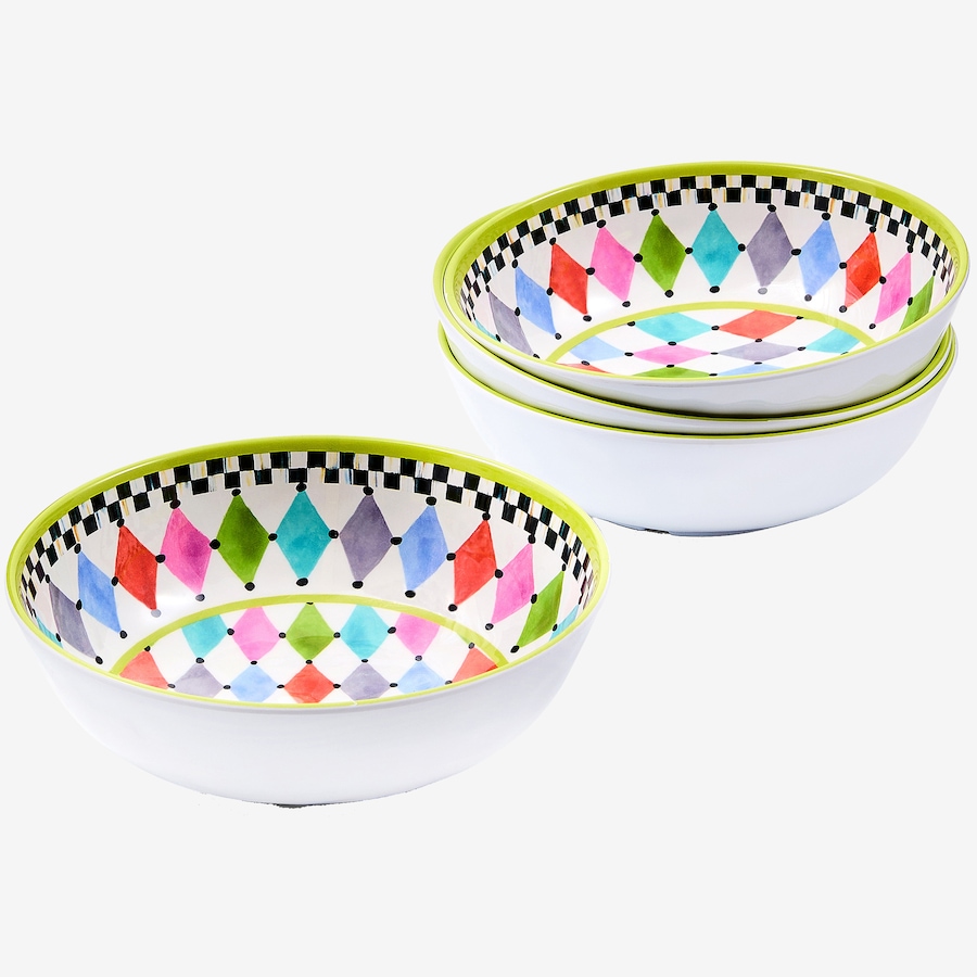Image 106559_PALSS.jpg, Product 106-559 / Price $110.00, Mackenzie-Childs Pattern Melamine Bowls (set of 4) from MacKenzie Childs on TSC.ca's Kitchen department