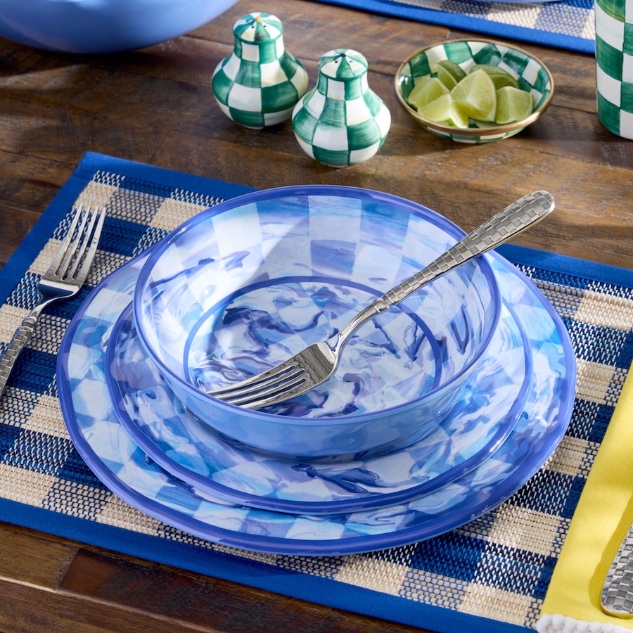 Image 106563_ALTMORE1.jpg, Product 106-563 / Price $138.00, Mackenzie-Childs Marble Check Melamine Dinner Plates (set of 4) from MacKenzie Childs on TSC.ca's Kitchen department