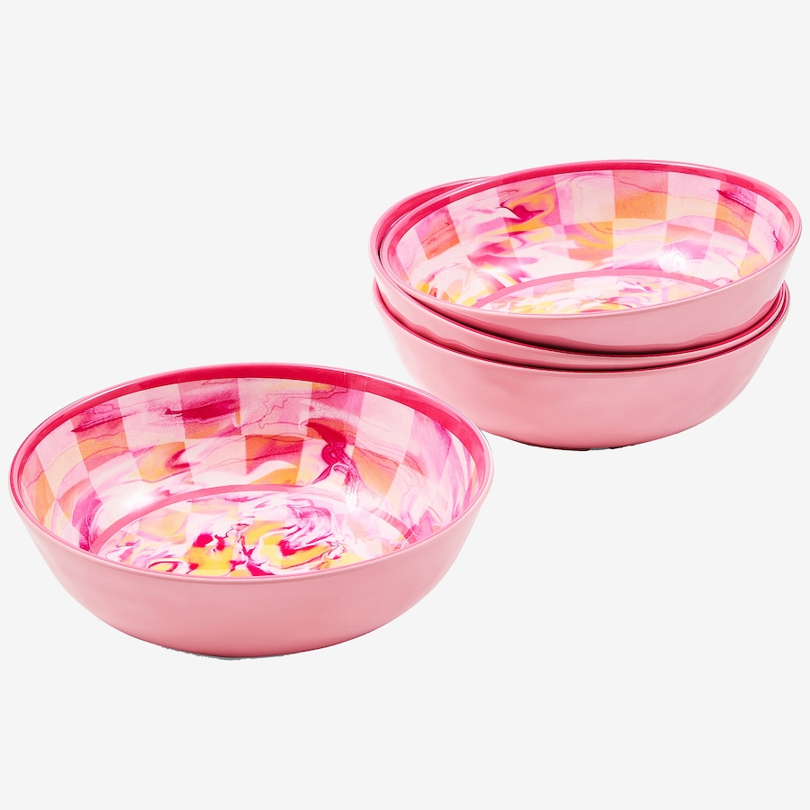 Image 106565_PNK.jpg, Product 106-565 / Price $110.00, Mackenzie-Childs Marble Check Small Melamine Bowls (set of 4) from MacKenzie Childs on TSC.ca's Kitchen department