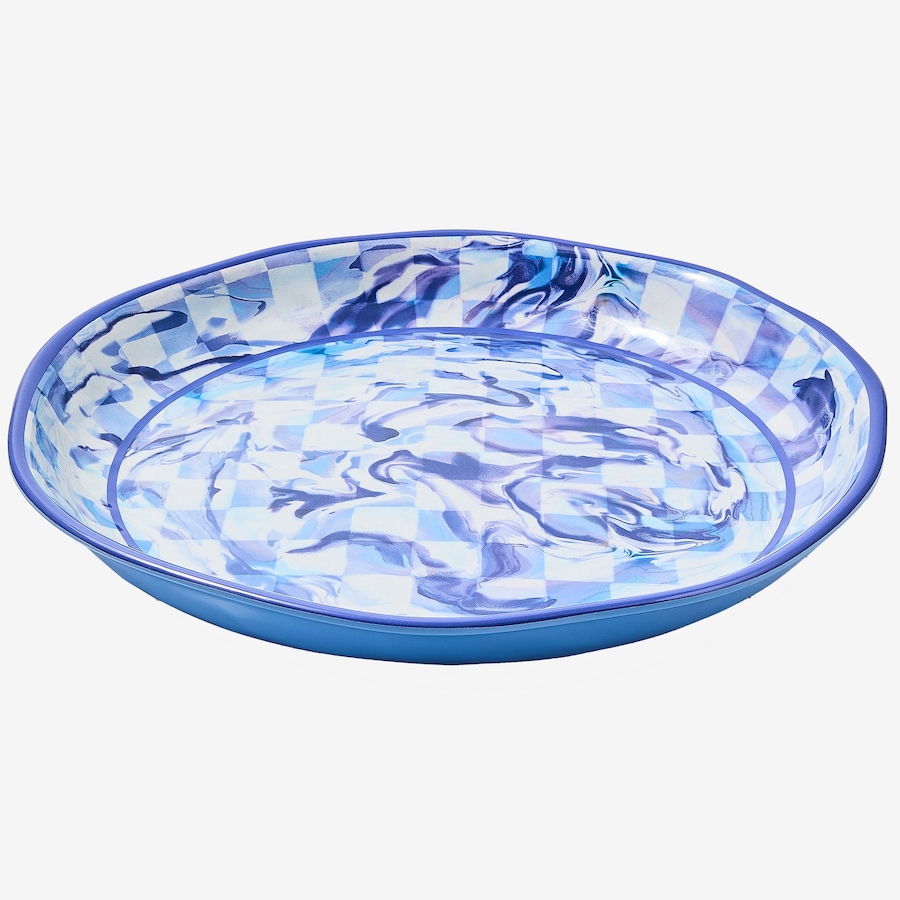 Image 106567_BLU.jpg, Product 106-567 / Price $84.00, Mackenzie-Childs Marble Check Melamine Large Platter from MacKenzie Childs on TSC.ca's Kitchen department