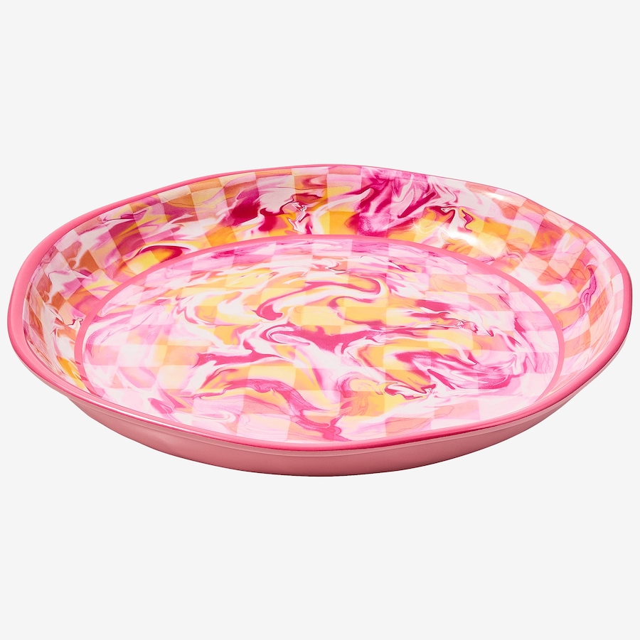 Image 106567_PNK.jpg, Product 106-567 / Price $84.00, Mackenzie-Childs Marble Check Melamine Large Platter from MacKenzie Childs on TSC.ca's Kitchen department