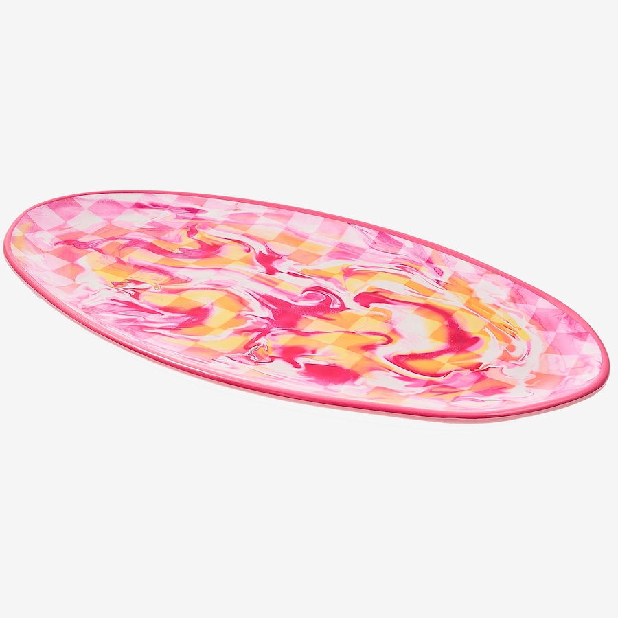 Image 106568_PNK.jpg, Product 106-568 / Price $84.00, Mackenzie-Childs Marble Check Melamine Oval Platter from MacKenzie Childs on TSC.ca's Kitchen department