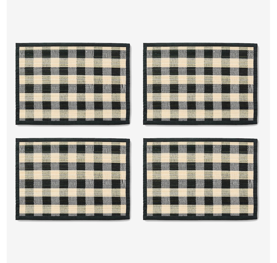 Image 106573_BLK.jpg, Product 106-573 / Price $84.00, Mackenzie-Childs Woven Check Straw Placemats (set of 4) from MacKenzie Childs on TSC.ca's Kitchen department