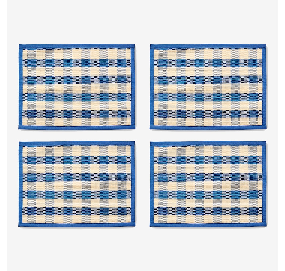 Image 106573_BLU.jpg, Product 106-573 / Price $84.00, Mackenzie-Childs Woven Check Straw Placemats (set of 4) from MacKenzie Childs on TSC.ca's Kitchen department