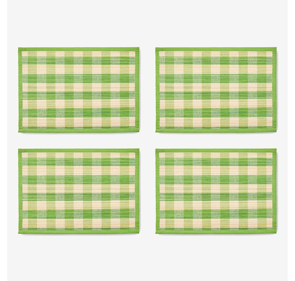 Image 106573_GRN.jpg, Product 106-573 / Price $84.00, Mackenzie-Childs Woven Check Straw Placemats (set of 4) from MacKenzie Childs on TSC.ca's Kitchen department