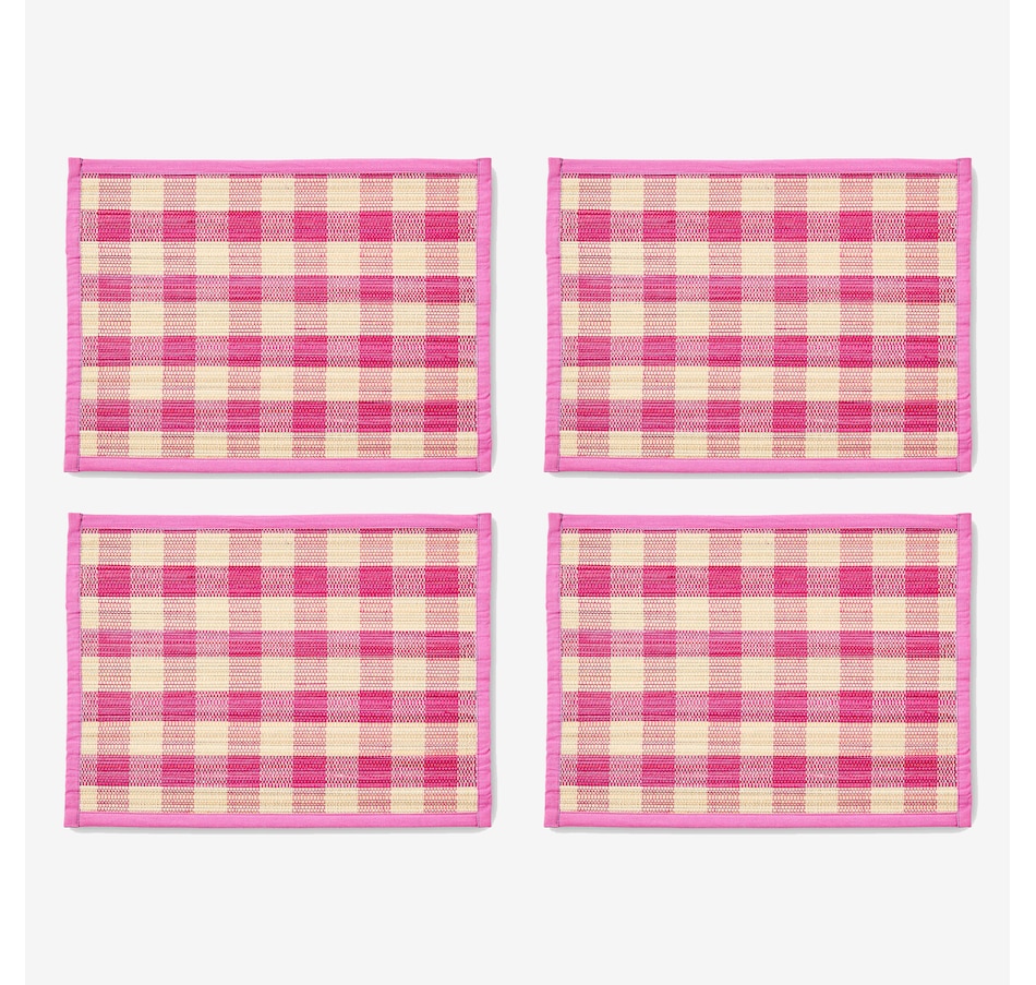 Image 106573_PNK.jpg, Product 106-573 / Price $84.00, Mackenzie-Childs Woven Check Straw Placemats (set of 4) from MacKenzie Childs on TSC.ca's Kitchen department