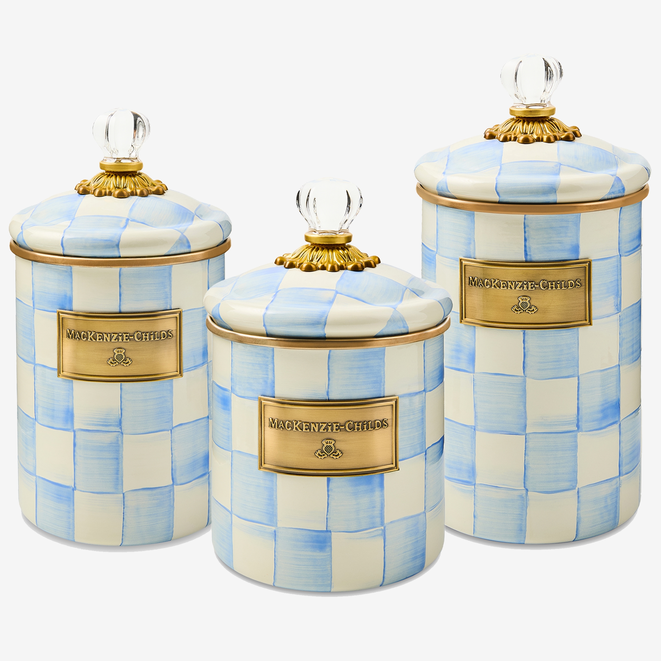 Mackenzie-Childs Sky Checks Canister (small) - TSC.ca