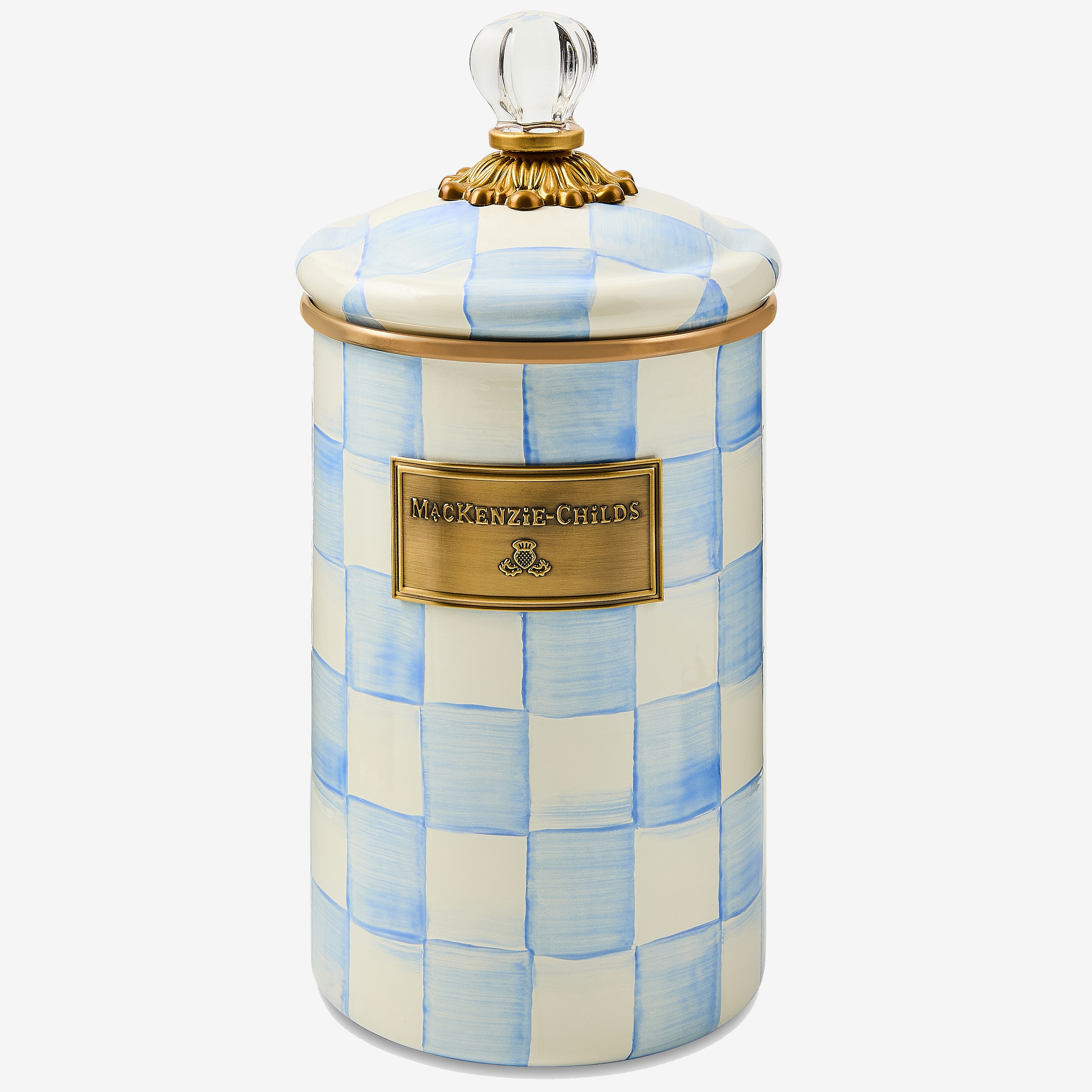 Mackenzie-Childs Sky Checks Canister (large) - TSC.ca