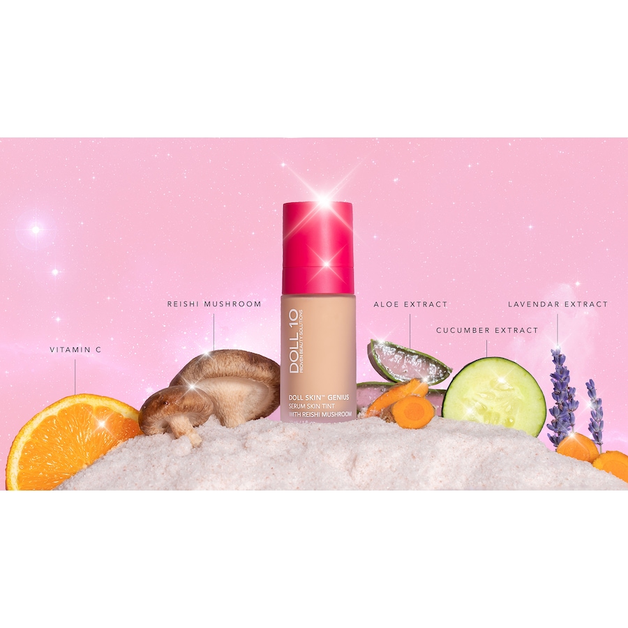 Image 107834_ALTMORE9.jpg, Product 107-834 / Price $58.99, Doll Skin Genius™ Serum Skin Tint with Reishi Mushroom with Full Coverage Buffing Brush from Doll 10 on TSC.ca's Beauty department