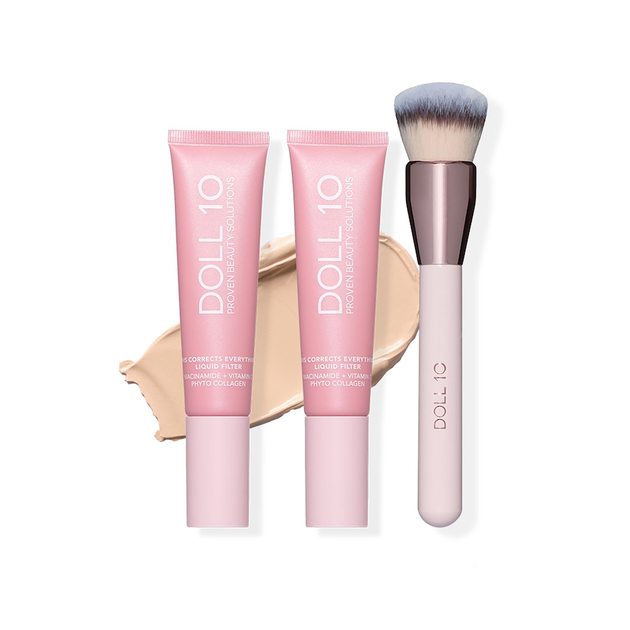 Image 107836_FIY.jpg, Product 107-836 / Price $80.00, Doll 10 TCE Liquid Filter Foundation Duo with Brush from Doll 10 on TSC.ca's Beauty department