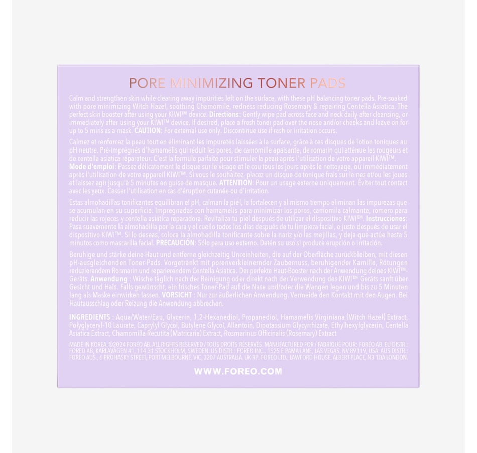 Image 109881_ALTMORE4.jpg, Product 109-881 / Price $51.90, Foreo Kiwi Pore Minimizing Toner Pads (60-Count) from Foreo on TSC.ca's Beauty department