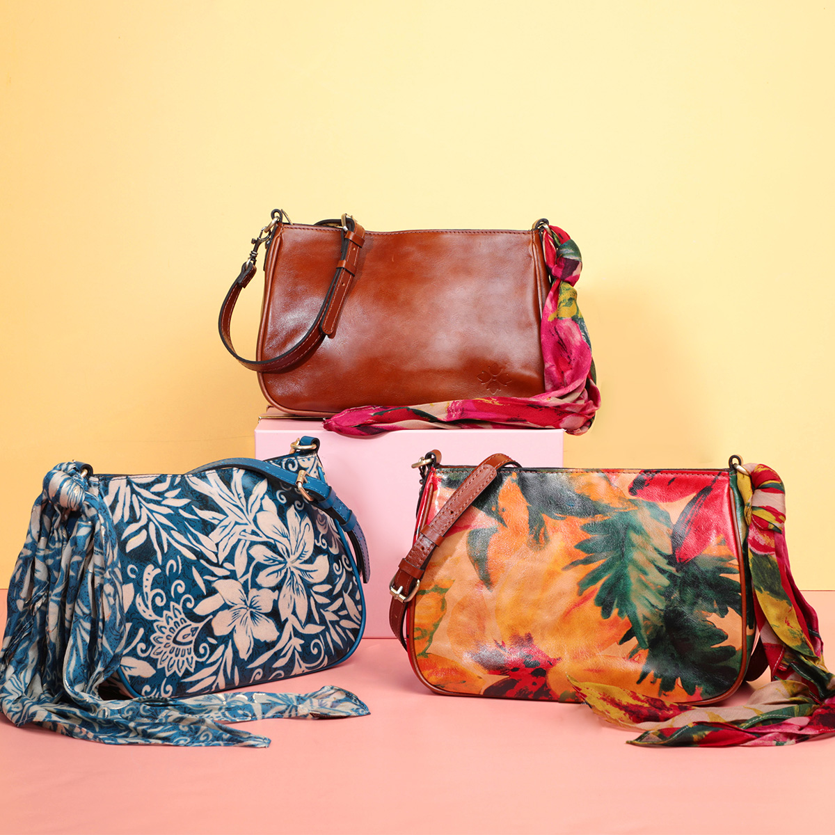Patricia Nash Ikaria Leather Shoulder Bag with Scarf - TSC.ca
