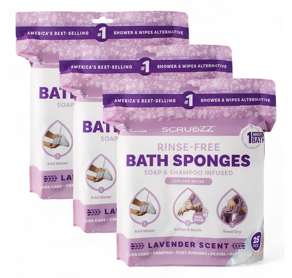 Image 111591_LAV.jpg, Product 111-591 / Price $49.99, Scrubzz Rinse Free Single Use Bath Sponge 25-count (3-Pack) from Scrubzz on TSC.ca's Beauty department