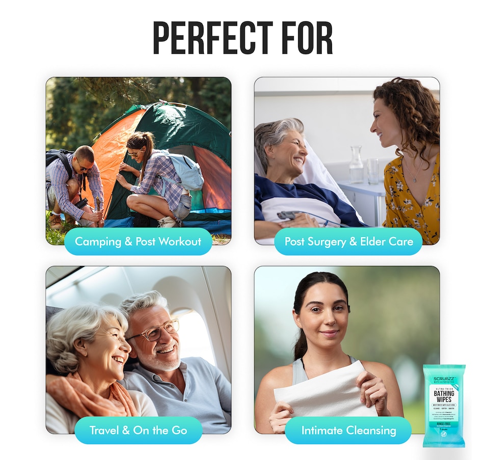 Image 111592_ALTMORE5.jpg, Product 111-592 / Price $24.99, Scrubzz Ultra Thick Rinse Free Single Use Bathing Wipes 10-Count (3-Pack) from Scrubzz on TSC.ca's Beauty department