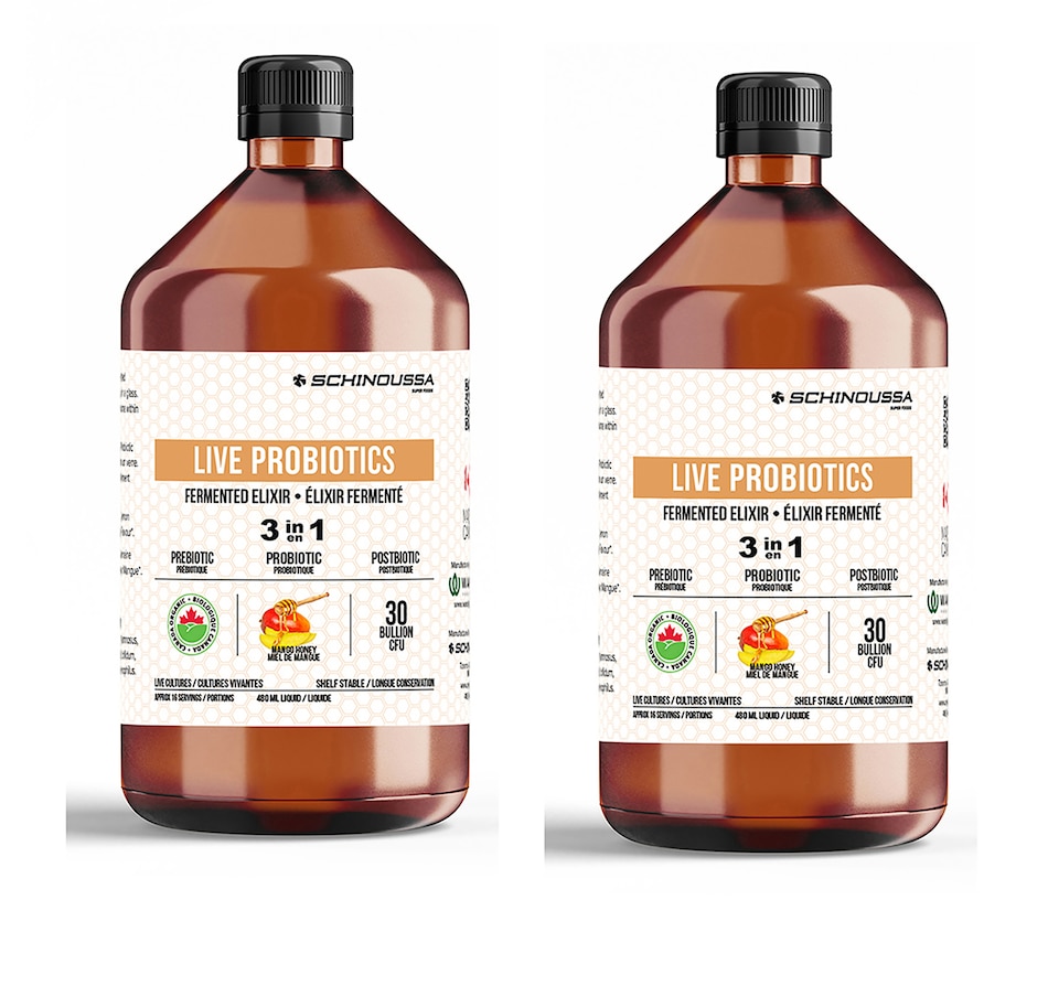 Image 111656.jpg, Product 111-656 / Price $99.00, 30-Day Auto-Delivery Schinoussa Live Probiotics Elixir Honey Mango Duo from Schinoussa on TSC.ca's Health & Fitness department