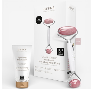 Geske Face and Body Rose Quartz Roller With Day Cream Duo 