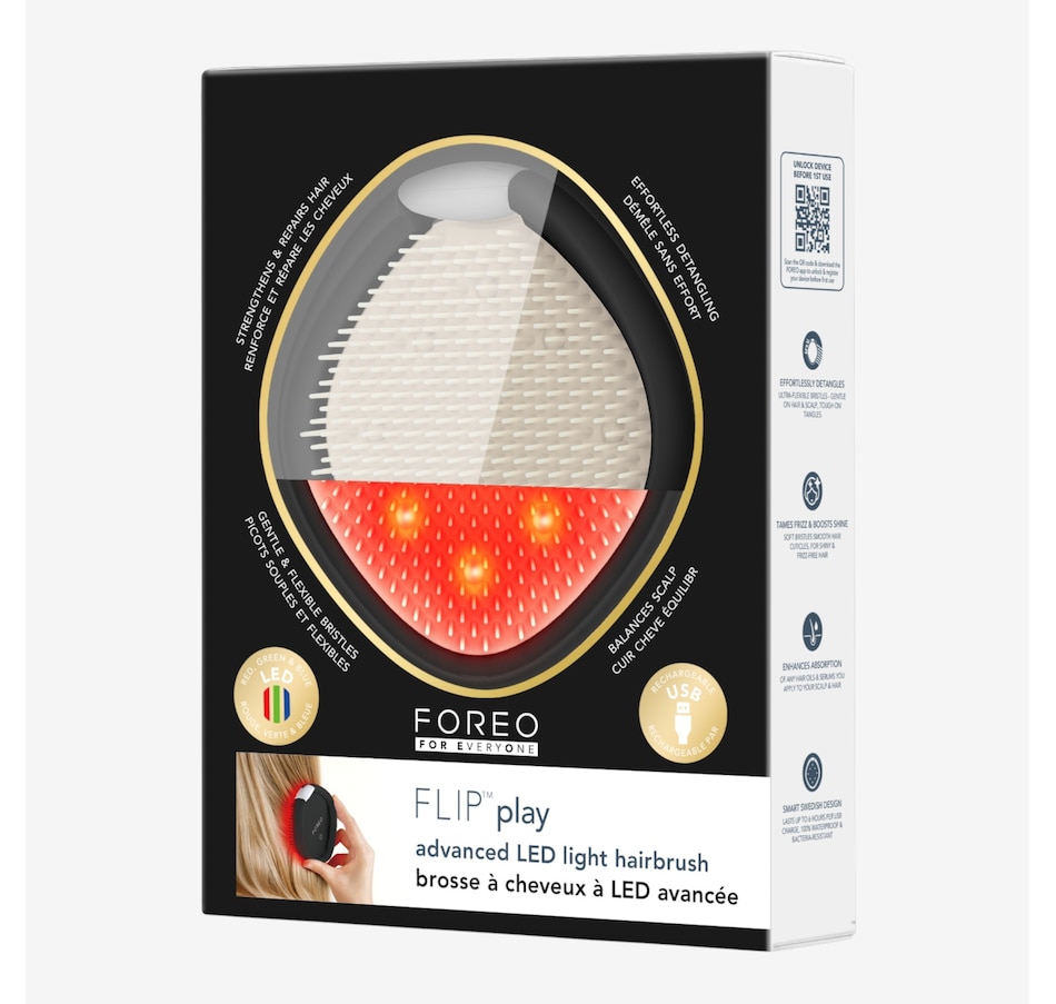 Image 113719_MID.jpg, Product 113-719 / Price $89.00, Foreo Flip Play Advanced LED Light Hairbrush from Foreo on TSC.ca's Beauty department