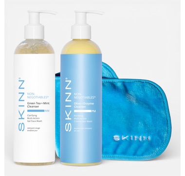 SKINN Non-Negotiables AM and PM Cleansers with Reusable Cleansing Cloth